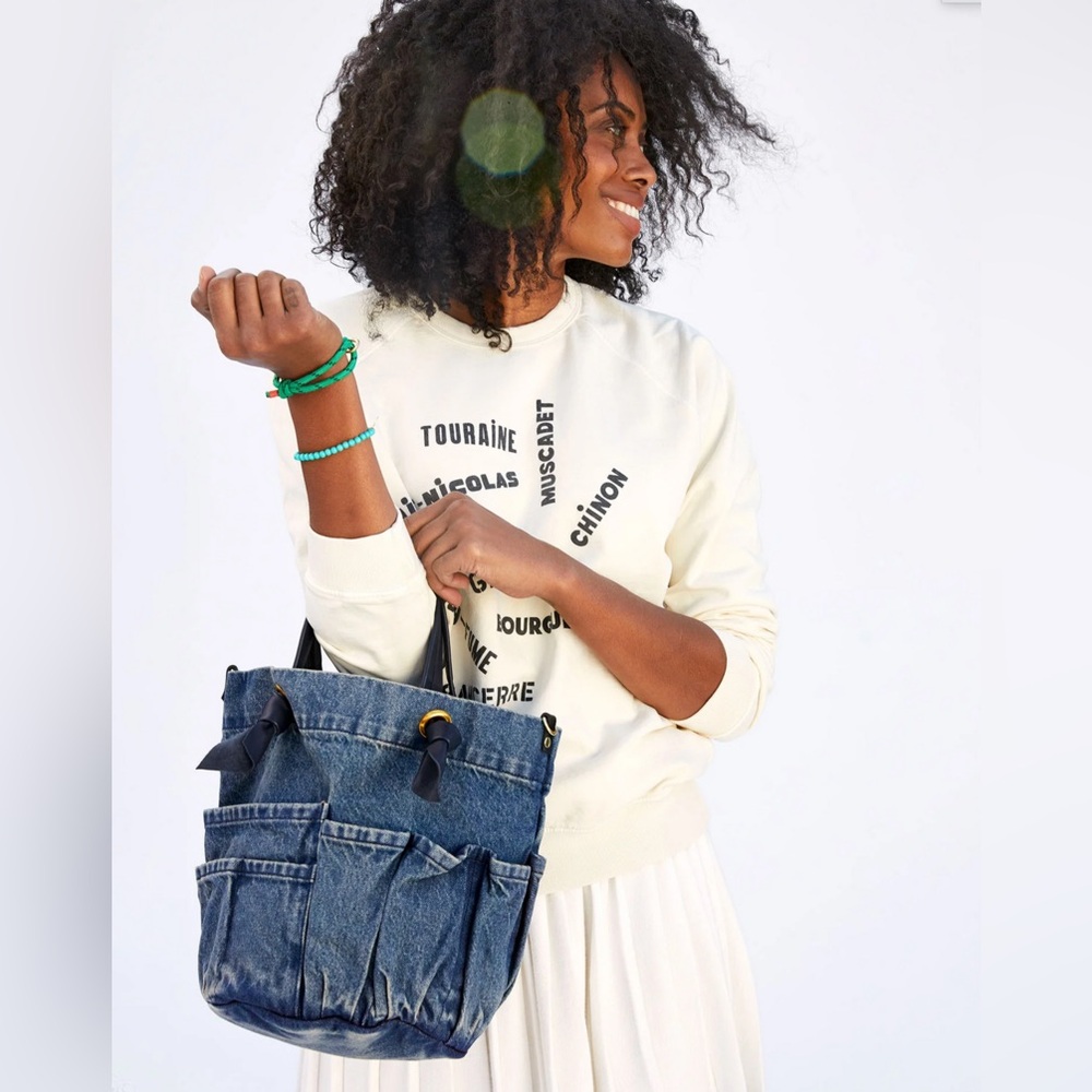 LIKE NEW CLARE V MARINE DENIM HANDBAG